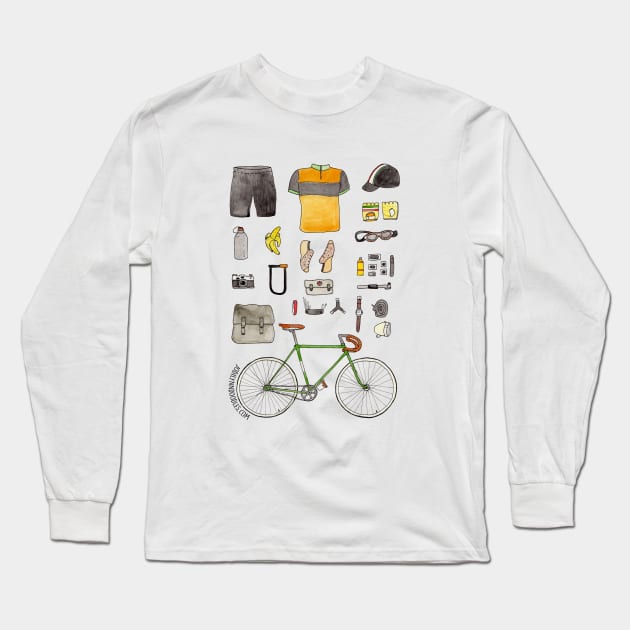 cycling gear Long Sleeve T-Shirt by JodiLynnDoodles